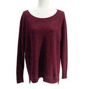 Red Cashmere Sweater 14th & Union High Low Long Sleeve Boat Neck Size S